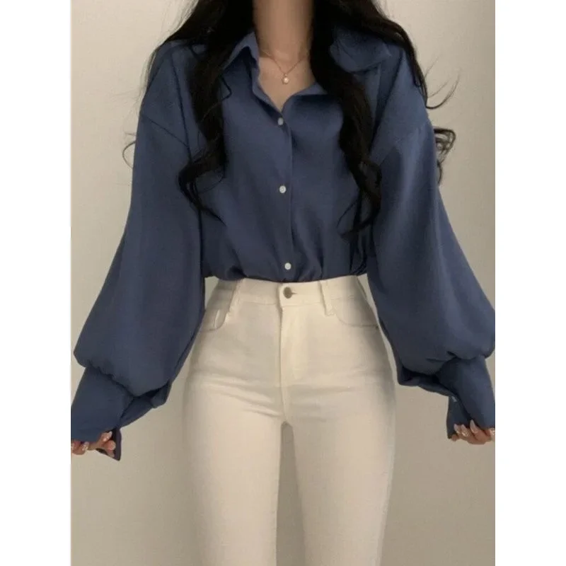 Chic French Style Red Shirt Women's Korean Fashion Vintage Design Sensation Spring Inner Wear Top Quality Clothing