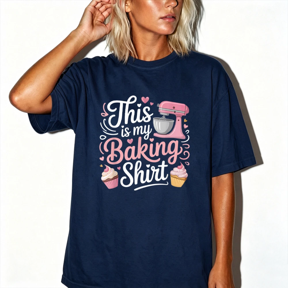 This Is My Baking Shirt Pink Stand Mixer Cupcake Heart Letter T-Shirt Baker Hobby Pastry Dessert Quote Baking Lover Gift Tops