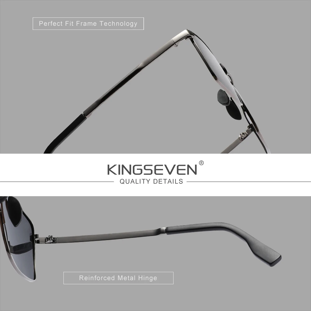 KINGSEVEN Neue Rechteckige Sonnenbrille mit Schlankem Rahmen aus Legierung, Coole Fahrbrille für Damen, Polarisierte UV400-Brille – Detail 2