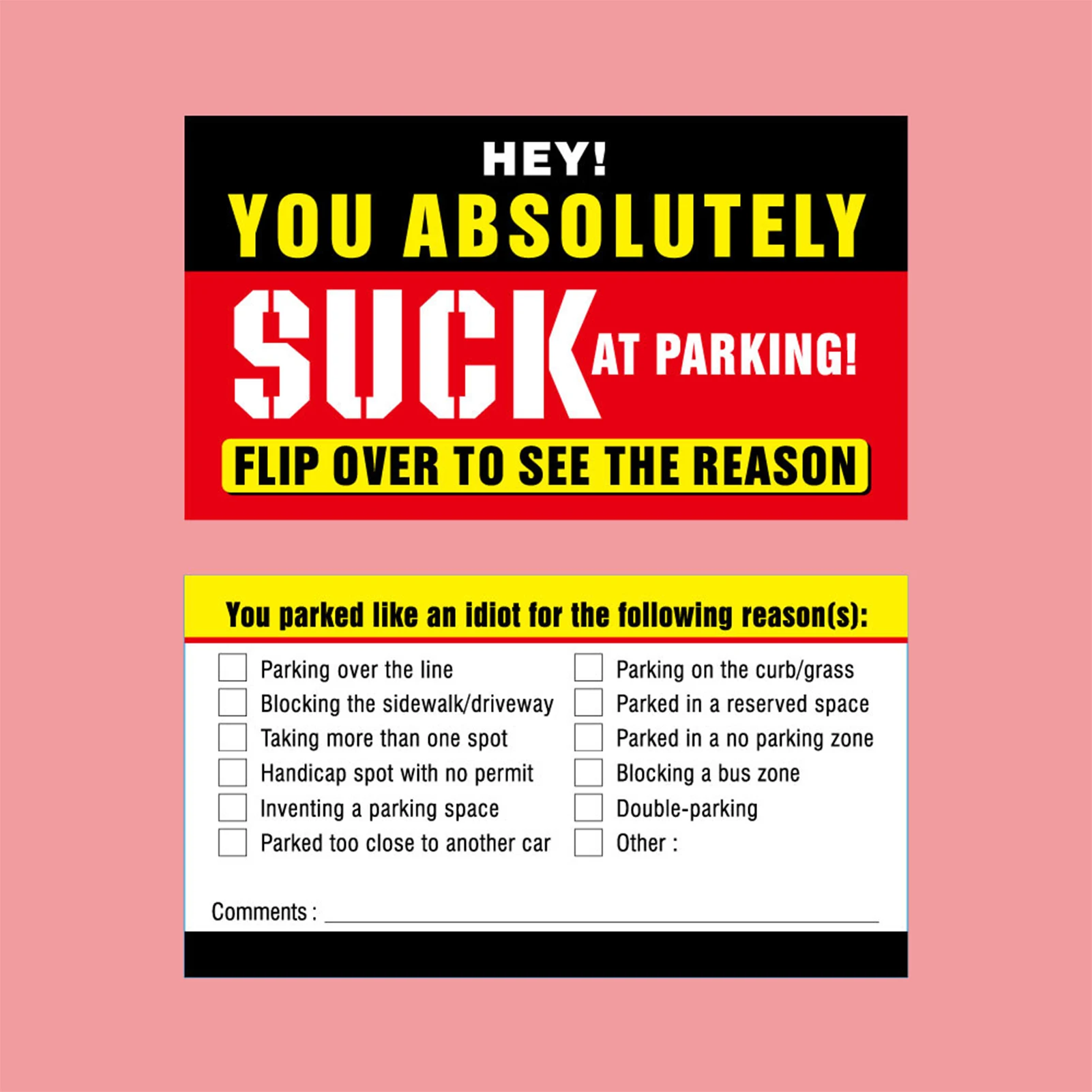 You Absolutely Suck At Parking Cards Hey You Suck at Parking Cards Great for Pranks and Gifting