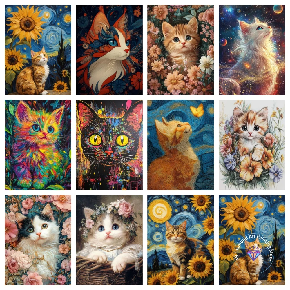 

New Animal AB Diamond Painting Kit Square Round Diamond 5D DIY Mosaic Cat Handmade Art Adult Exquisite Gift Crafts Home Decor