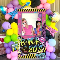 80s Photo Booth Frame Props Funky Disco Rock Recorder Shooting Background Props 90s Birthday Party Decoration Supplies