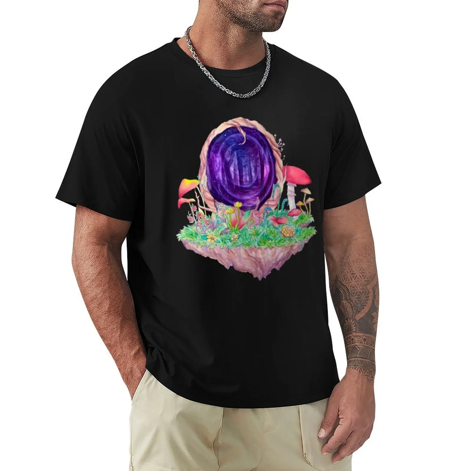 galaxy forest portal T-Shirt man t shirt cotton high quality T-Shirt