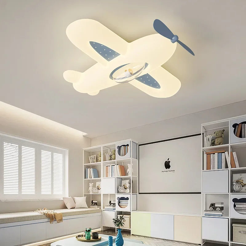 

Cream Wind Kids Room Eye Protection Ceiling Light Modern Simple Bedroom Light Boy Girl White Cartoon Airplane Light