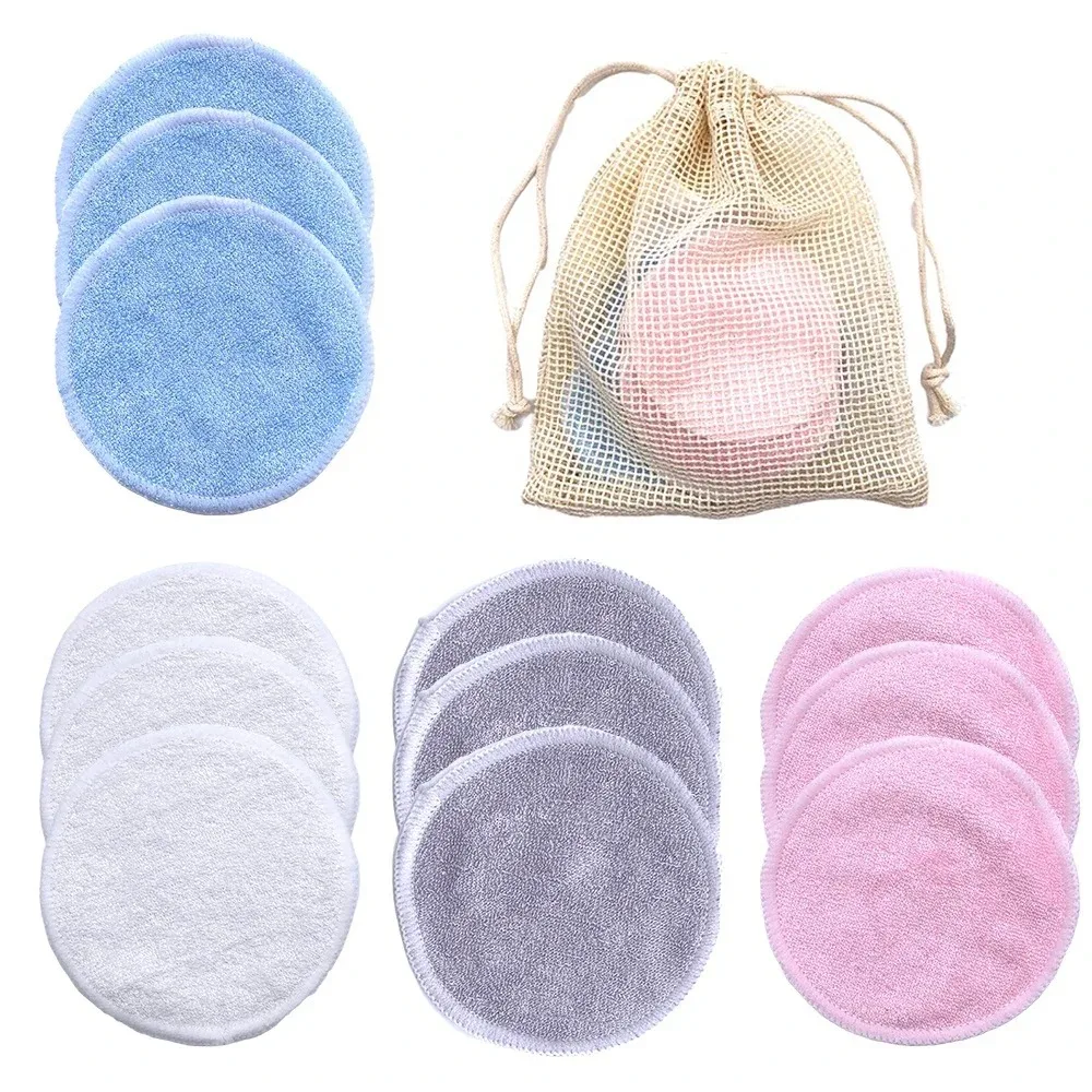 10PC Reusable Makeup Remover Pads Washable Round Bamboo Make Up Pads Cloth Nursing Pads Skin Cleaning SkinCare Tools