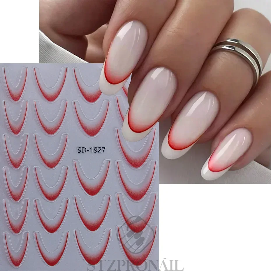 Autocollants 3D pour Ongles avec Lignes Françaises Dégradées Colorées, Décalcomanies Simples, Décoration Artistique de Manucure, Accessoires pour Salon de miles