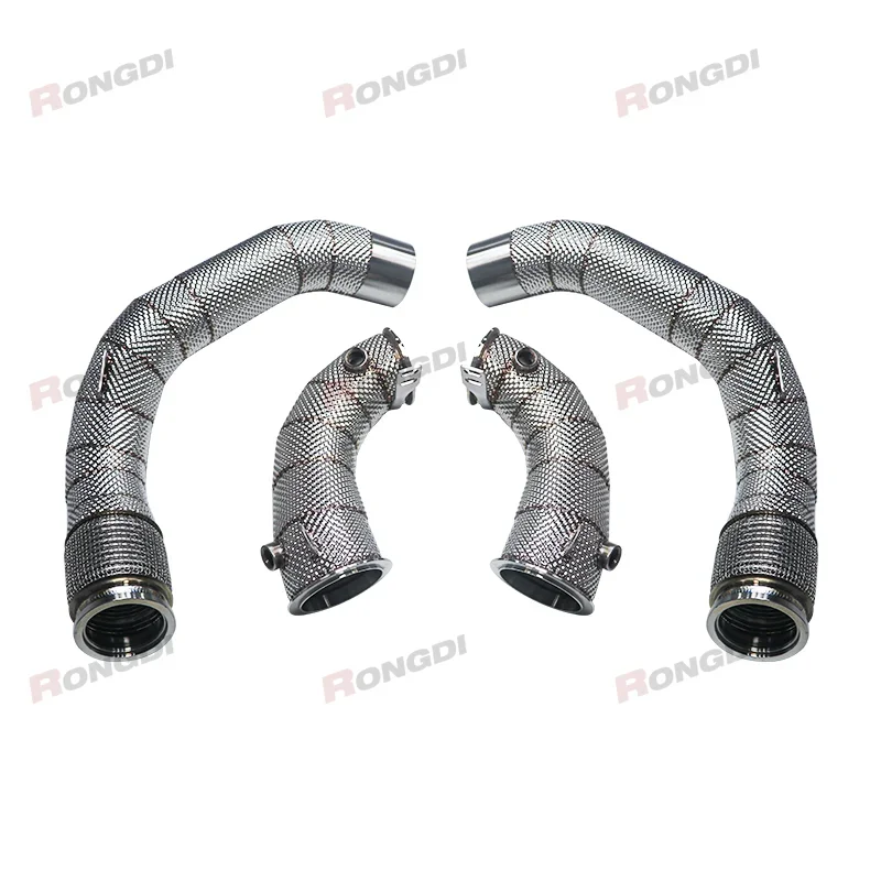 

3.5" to 3" Diameter Reducing Stainless Steel Heat Shield Straight Downpipe Exhaust Pipe Header for BMW M5 F90 S63 4.4T