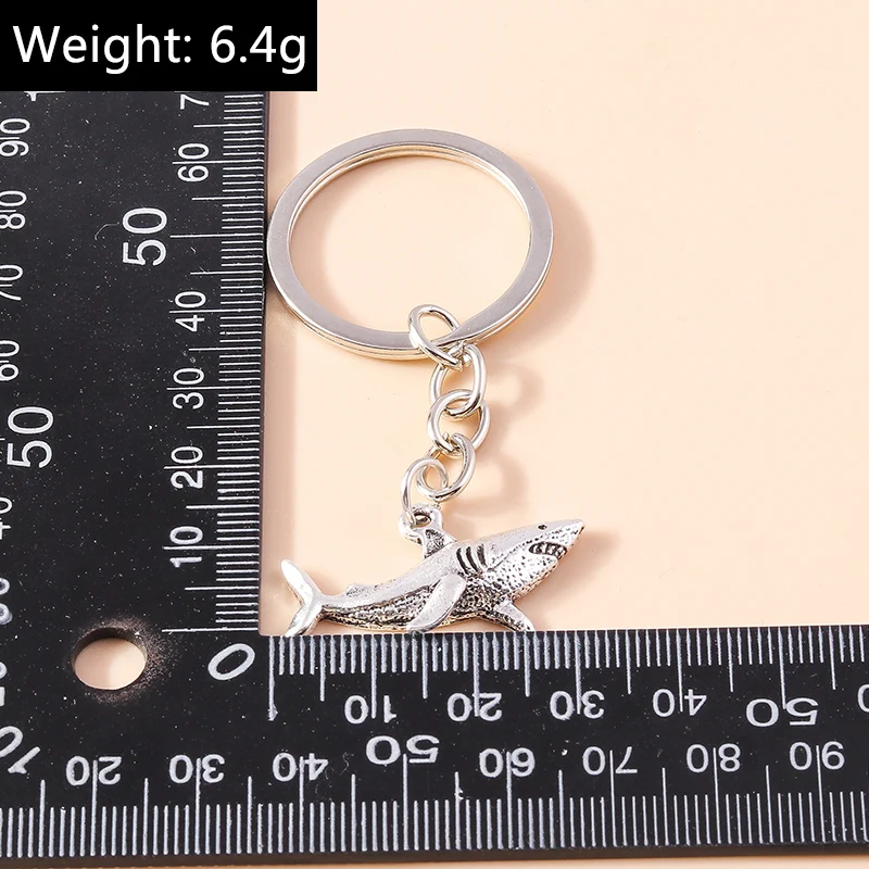 Cartoon Zink-legierung Schlüsselring Shark Schlüsselbund für Auto Schlüssel Halter Frauen Männer Handtasche Anhänger Schlüsselanhänger DIY Schmuck Geschenke – Detail 1