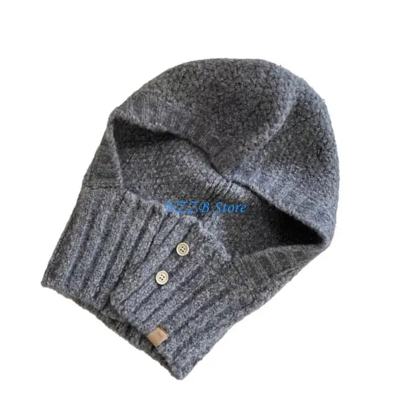 T21F بالاكلافا الملونة للارتداء في الهواء الطلق مع قبعة متماسكة لتدفئة الرقبة في الشتاء #2