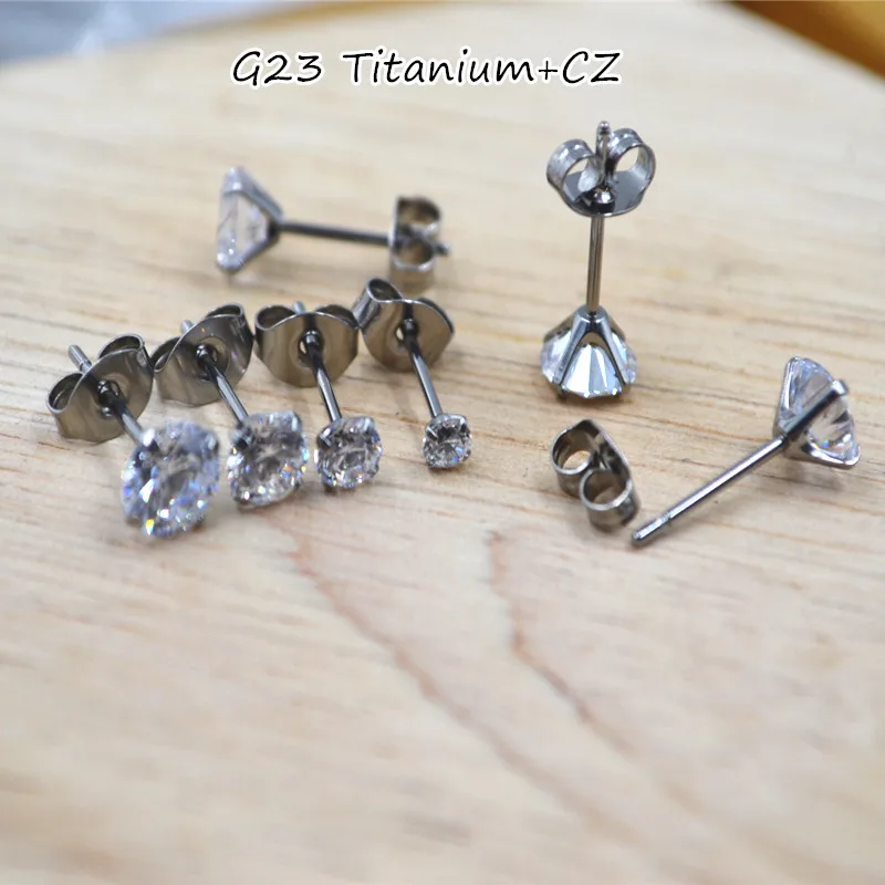 20pcs  Body Piercing  jewelry- Shine AAAAA CZ G23 Titanium Women/Men Earring Ear Studs Helix Cartilage Bar Ear Piercing