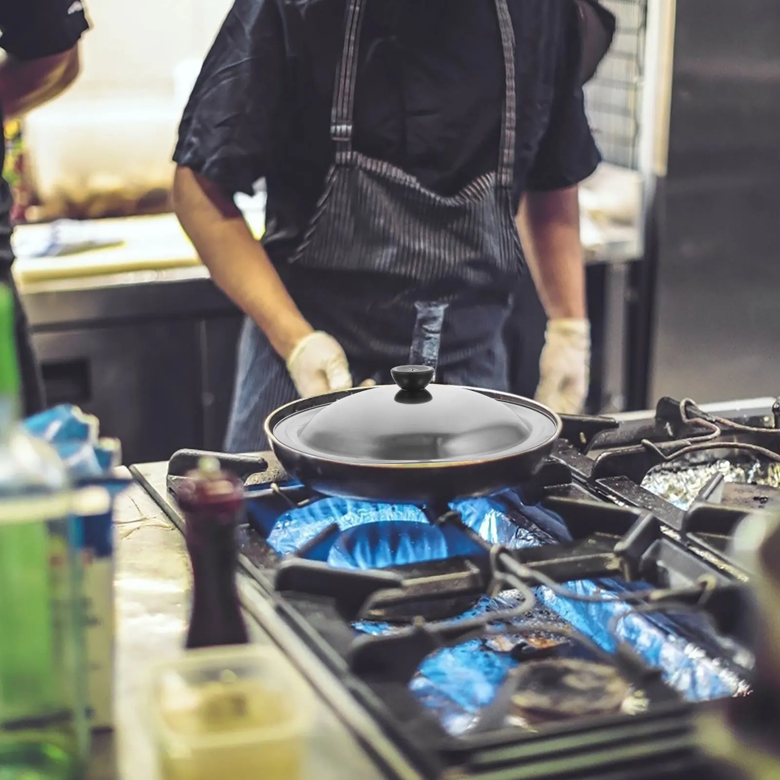 

25.5cm Stainless Steel Pot Lid Universal Skillet Cover Replacement Knob Easy Clean Kitchen Accessory