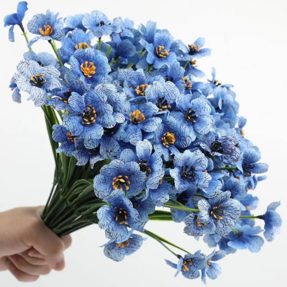 15pcs/set Artificial Violet Flowers Garden Decoration Plastic Bouquet Thanksgiving Christmas Wedding Home Decor Flowers 15.7inch