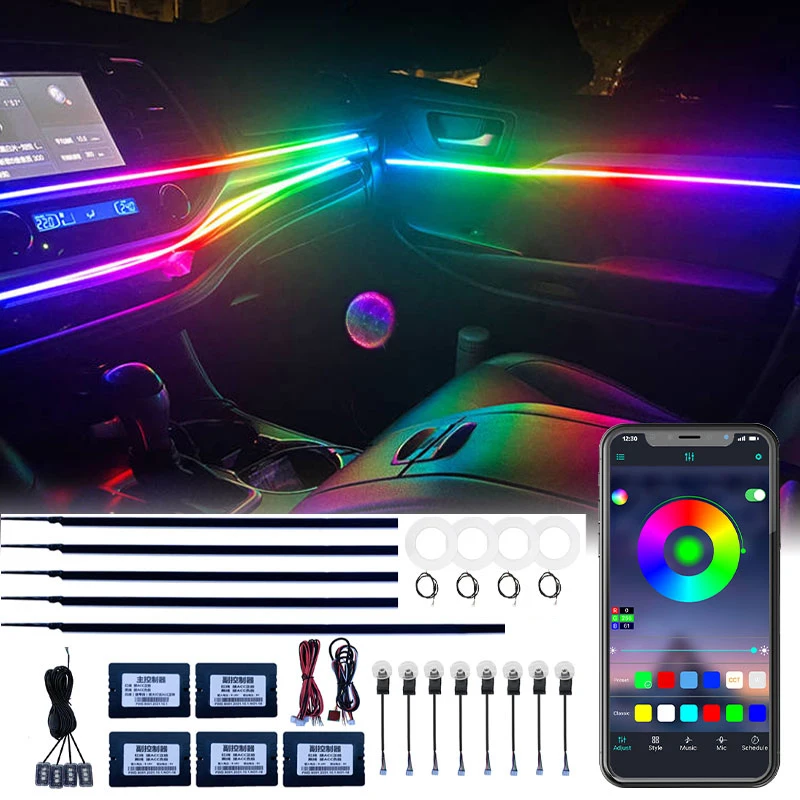 

6 in 1 car Ambient decoration atmosphere lights RGB Acrylic guide fiber optic Symphony 22 in 1 car Interior Decorative Lamp