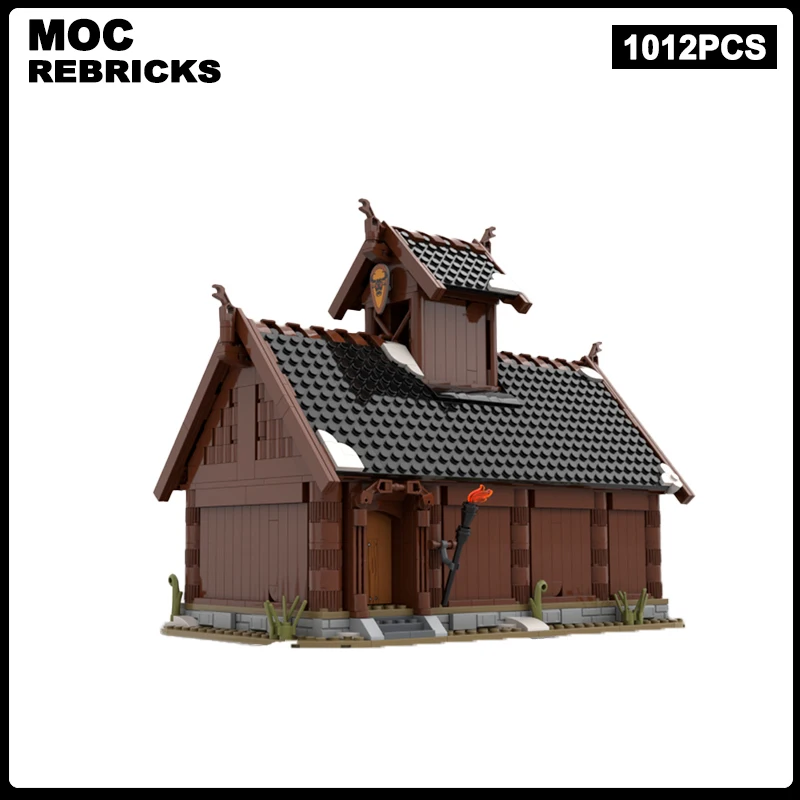 Mittelalterliche Serie Modulares Gebäude Nordic Tempel MOC Viking Haus Block Modell Museum Sammlung Ziegel Montage Kinder Spielzeug Geschenke