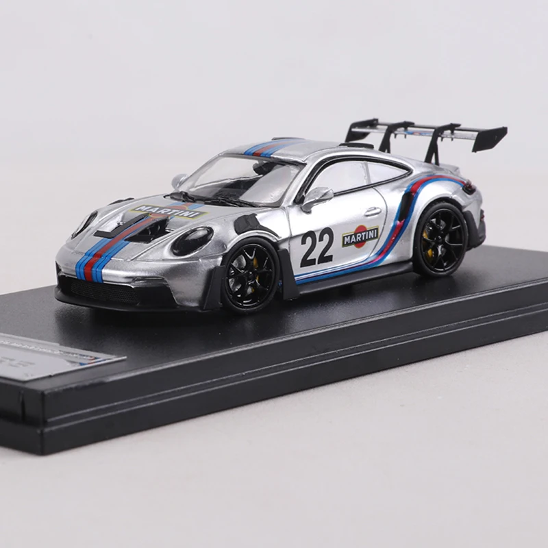 MJ 1:64 911 GT3 RS Silber Martini Livery Druckguss-Legierungssimulationsauto-Modellspielzeug