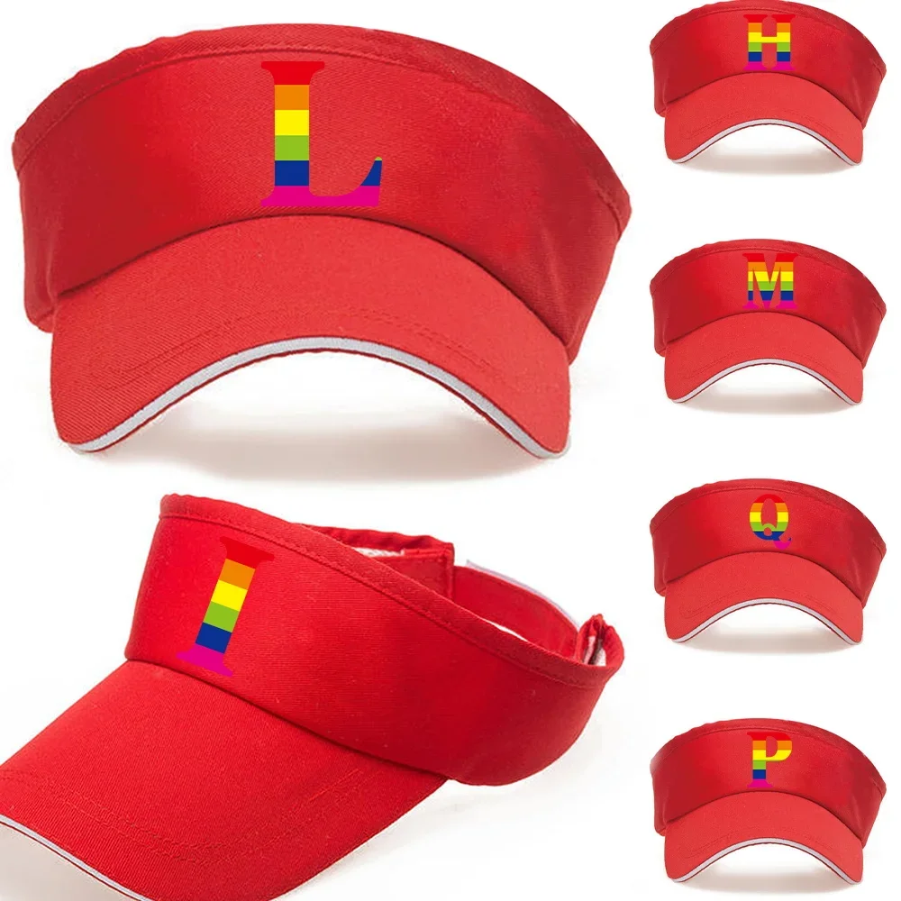 

Empty Top Cap Visor Cap New Era Winter UV Protection Red Visor Sun Hats Unisex Rainbow Print Series Running Golf Baseball Hat