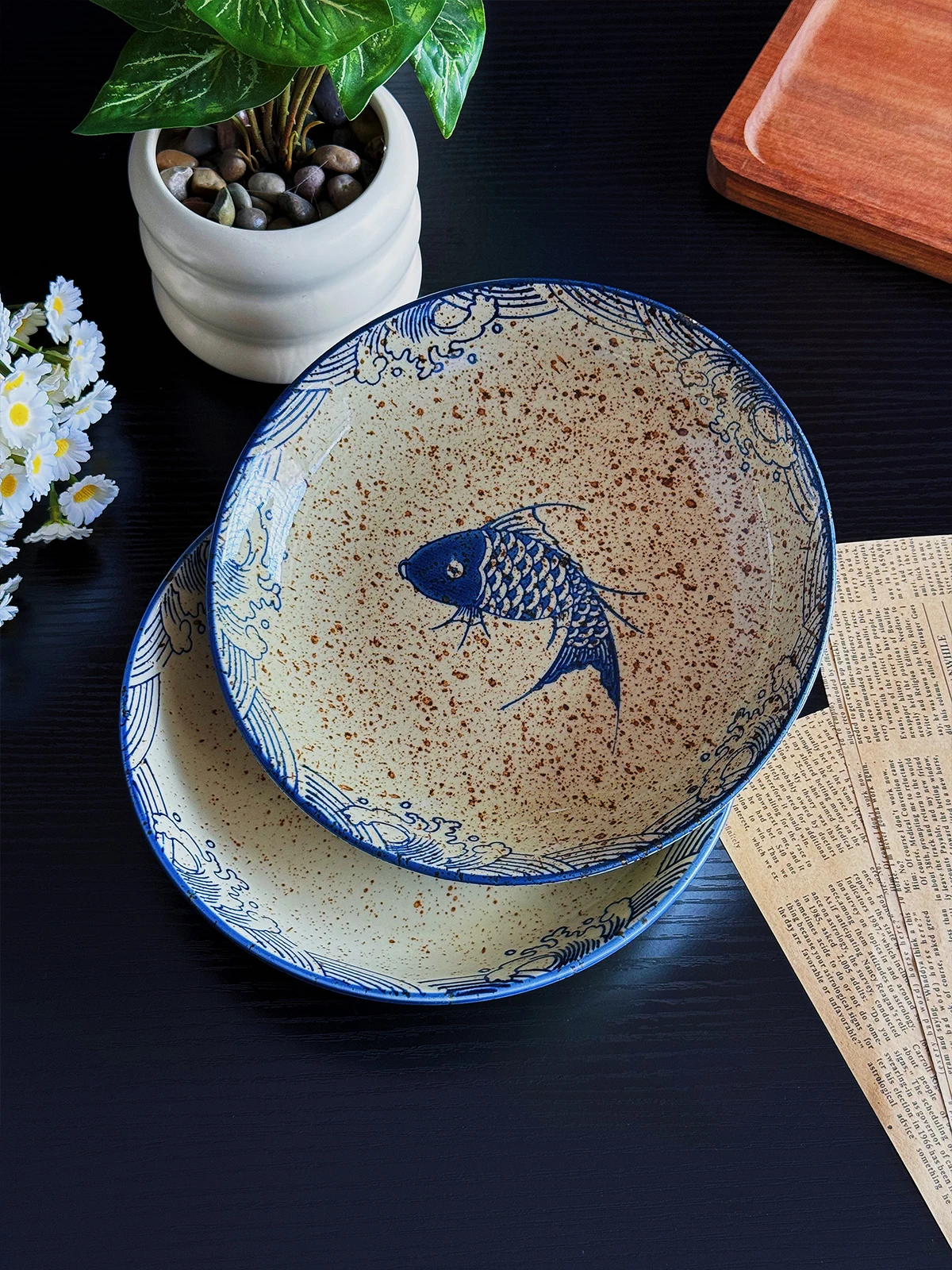 

Ретро-тарелка для еды Joy Cerc, глубокая, в японском стиле, круглая, для взрослых, набор посуды для сервировки блюд