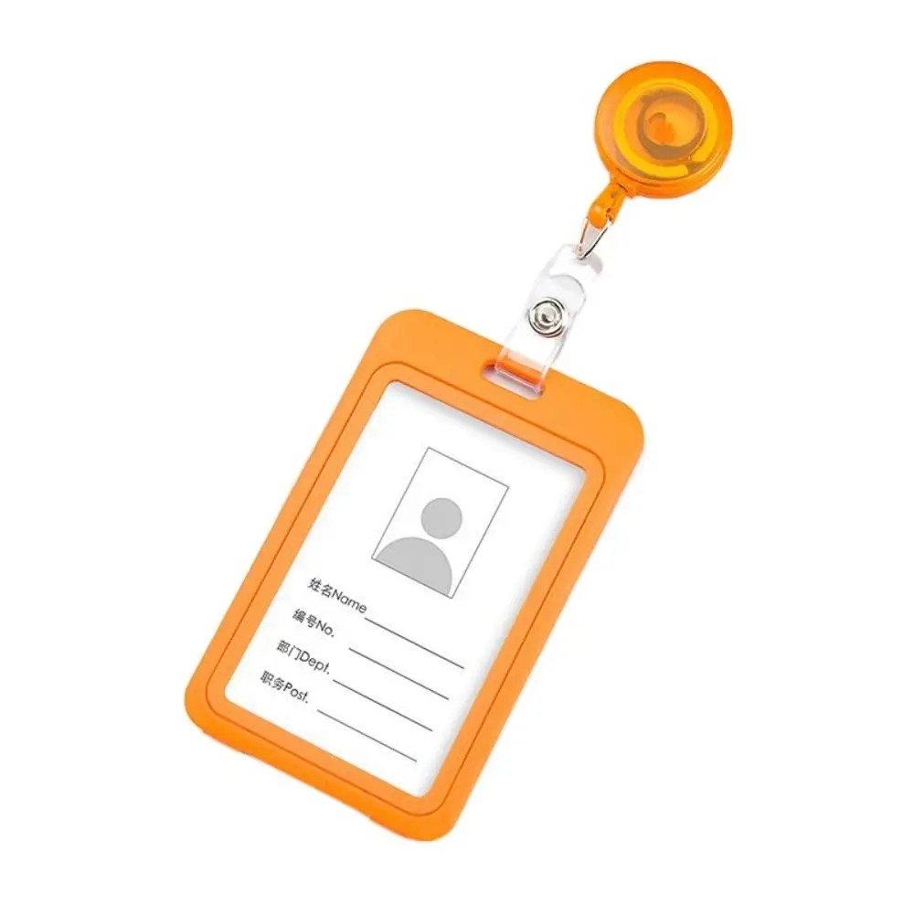 Plastic Retractable Card cover Solid Multicolor Card Cover Sleeve with Clip Bus Pass Card Badge Holder