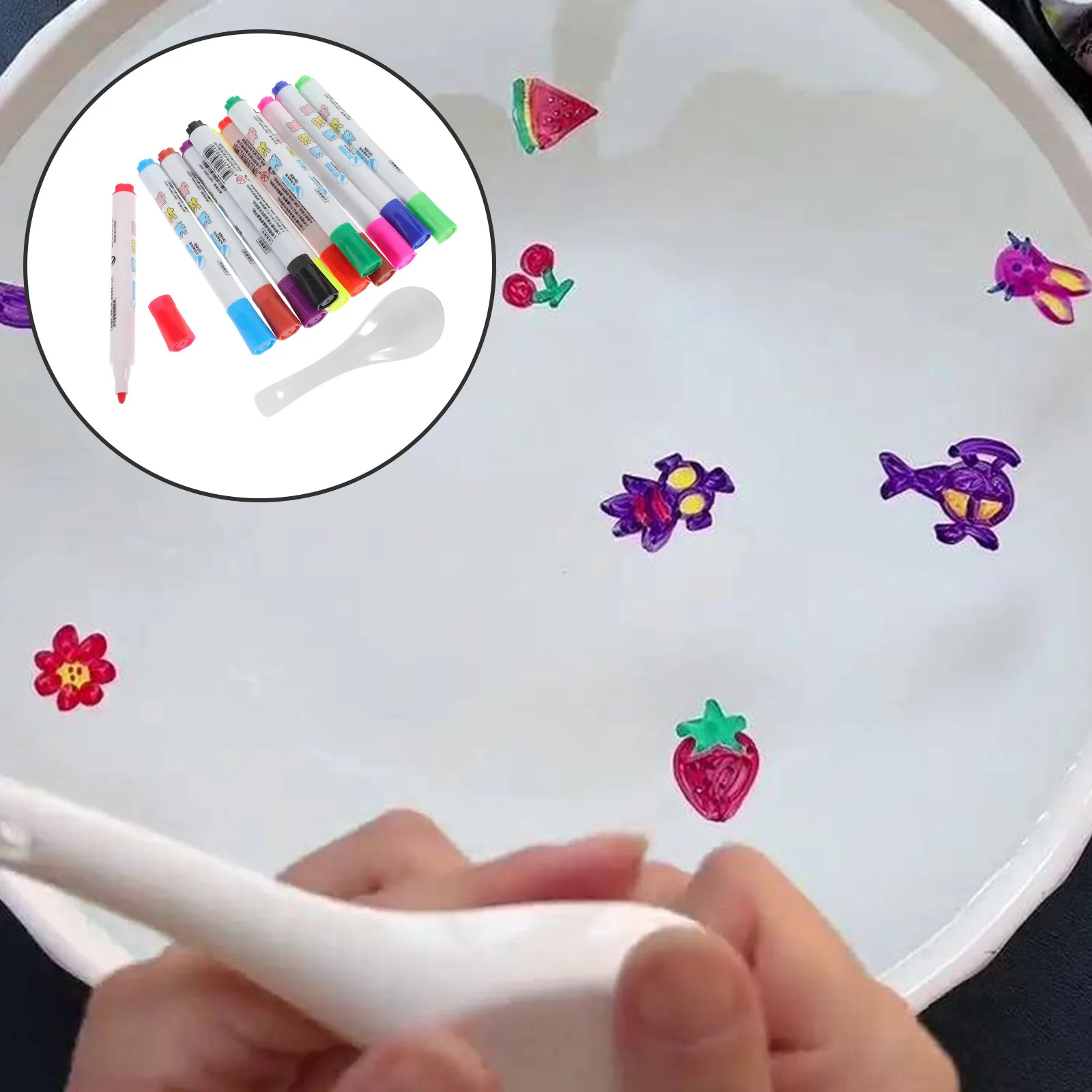 

1Set Whiteboard Markers Waterproof Design Easy to Use Widely Loved by Most People Office Supplies Whiteboard Markers