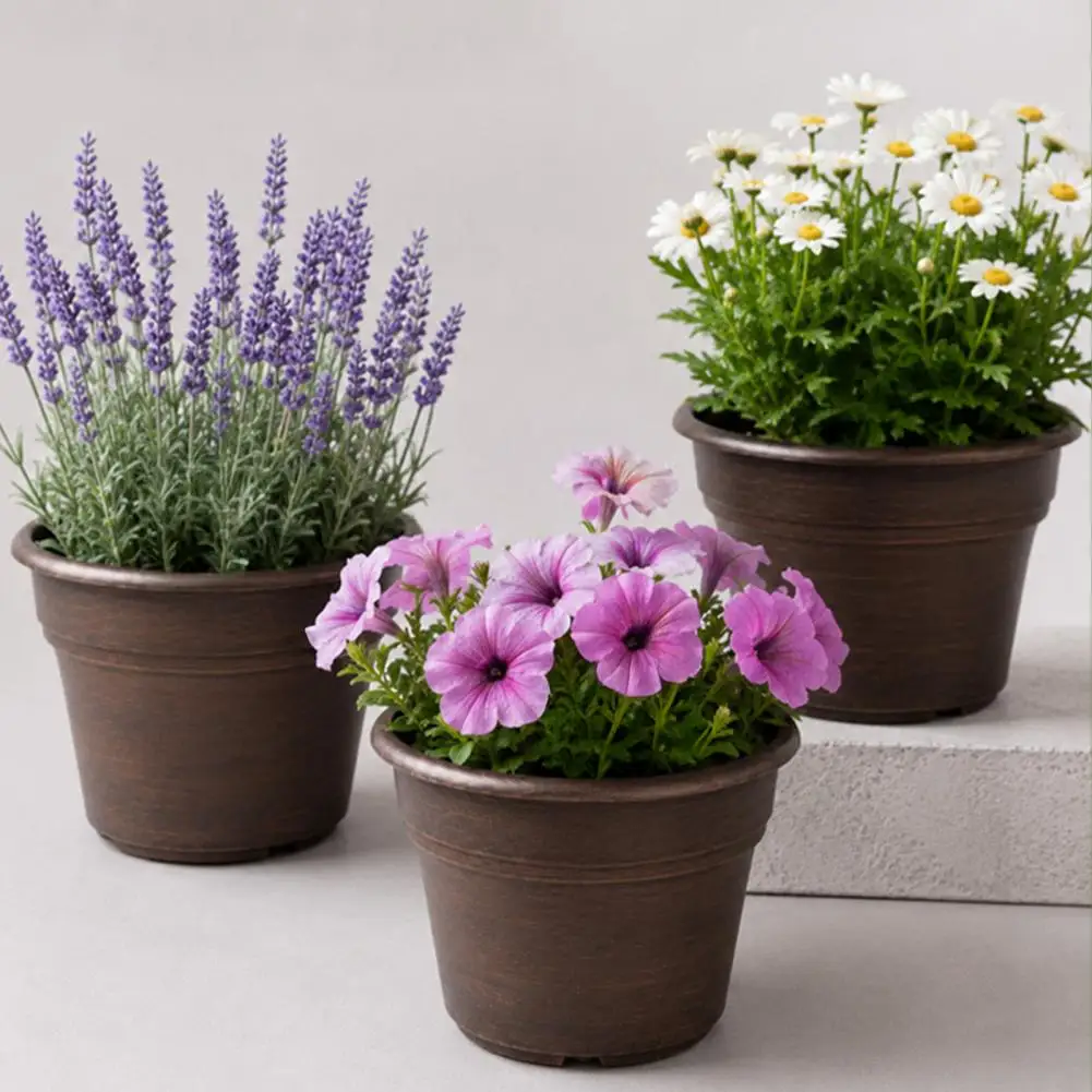 Planters with Saucers for Home Retro Bronze Flower Pot with Saucer Thickened Plastic Planter with Drainage Holes Root Control