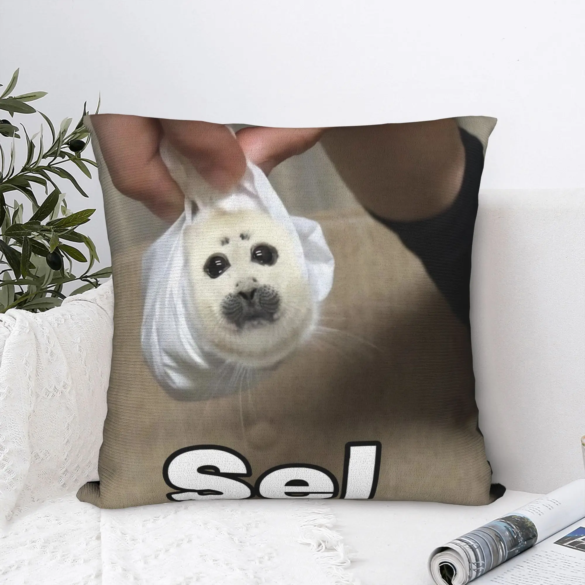 Seal Sea Funny Meme Sel Square Pillow Cases  Cushion Cover Awesome Polyester Decor Throw Pillow Case Cover for Sofa 45*45cm