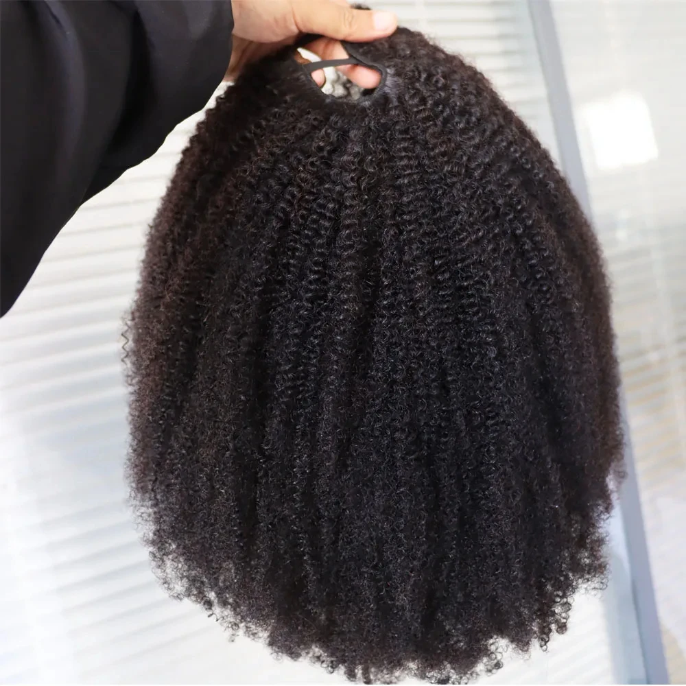 아프로 곱슬곱슬한 버진 레미 인모 부분 가발 짧은 브라질리언 헤어 V파트 가발 인모