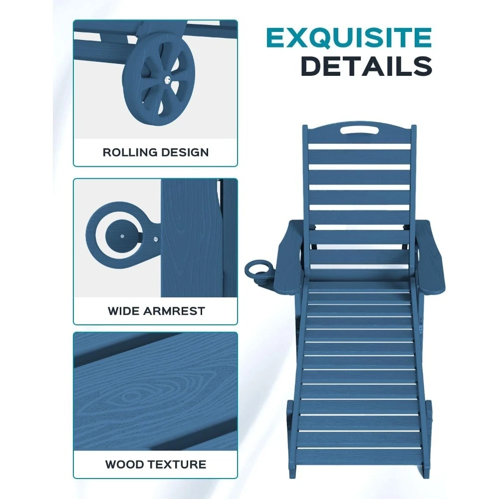 Fotel wypoczynkowy na zewnątrz, duża leżanka z 5 pozycjami, HDPE, fotel wypoczynkowy na patio