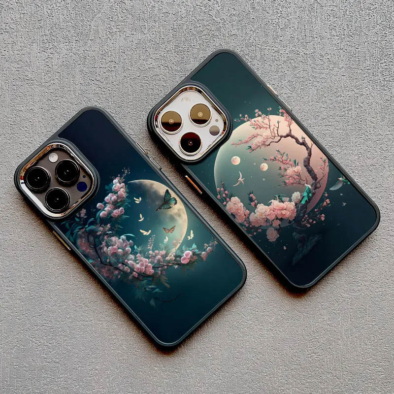 Luxe Maan Op De Tak Zachte Siliconen Telefoon Gevallen Voor iphone 16 13 12 11 Pro Max 15 14 Pro Max Plus XR X XS 7 8 plus SE2 Cover