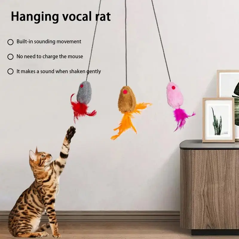 Cat Wand Toy Interactive Pet Toy Stick with Feather Elastic Pet Cat Teaser Toy Self Service Colorful Kitten Pet training Toys