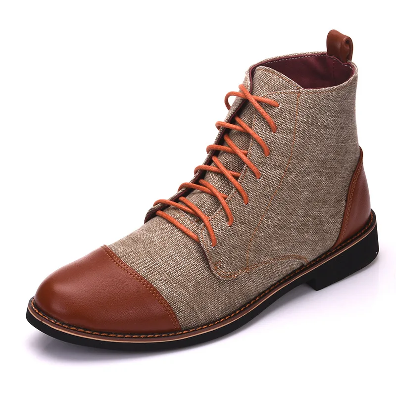 Primavera otoño Casual zapatos con cordones botines hombres botines Oxfords botas de cuero de moda botas de hombre talla grande 39-48 jkm89