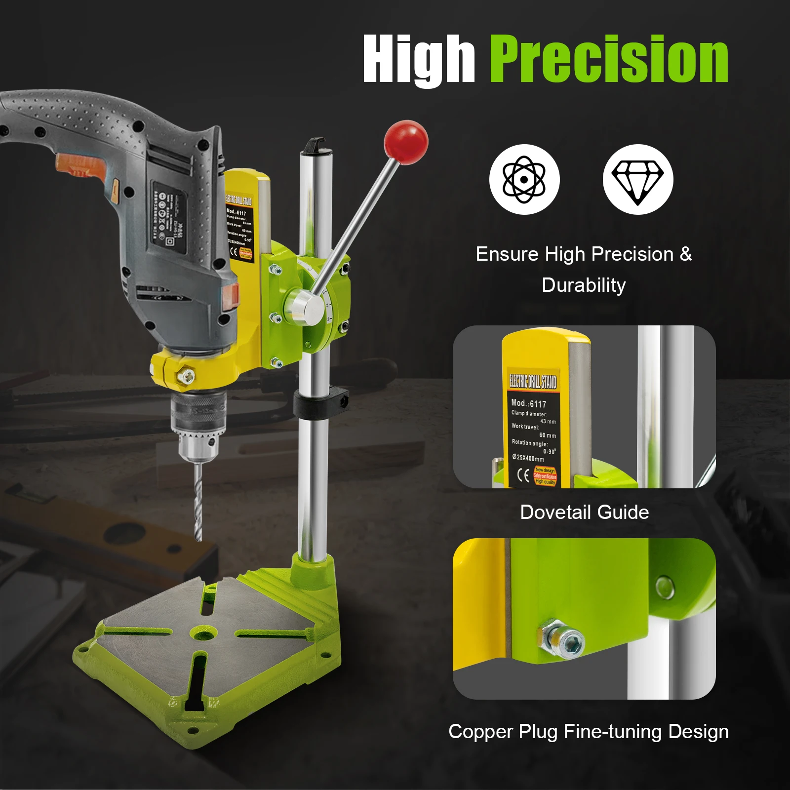 Table Drilling Machine Stand Workbench Columns Clamp Drill Holder 90° Adjustable Repair Tool