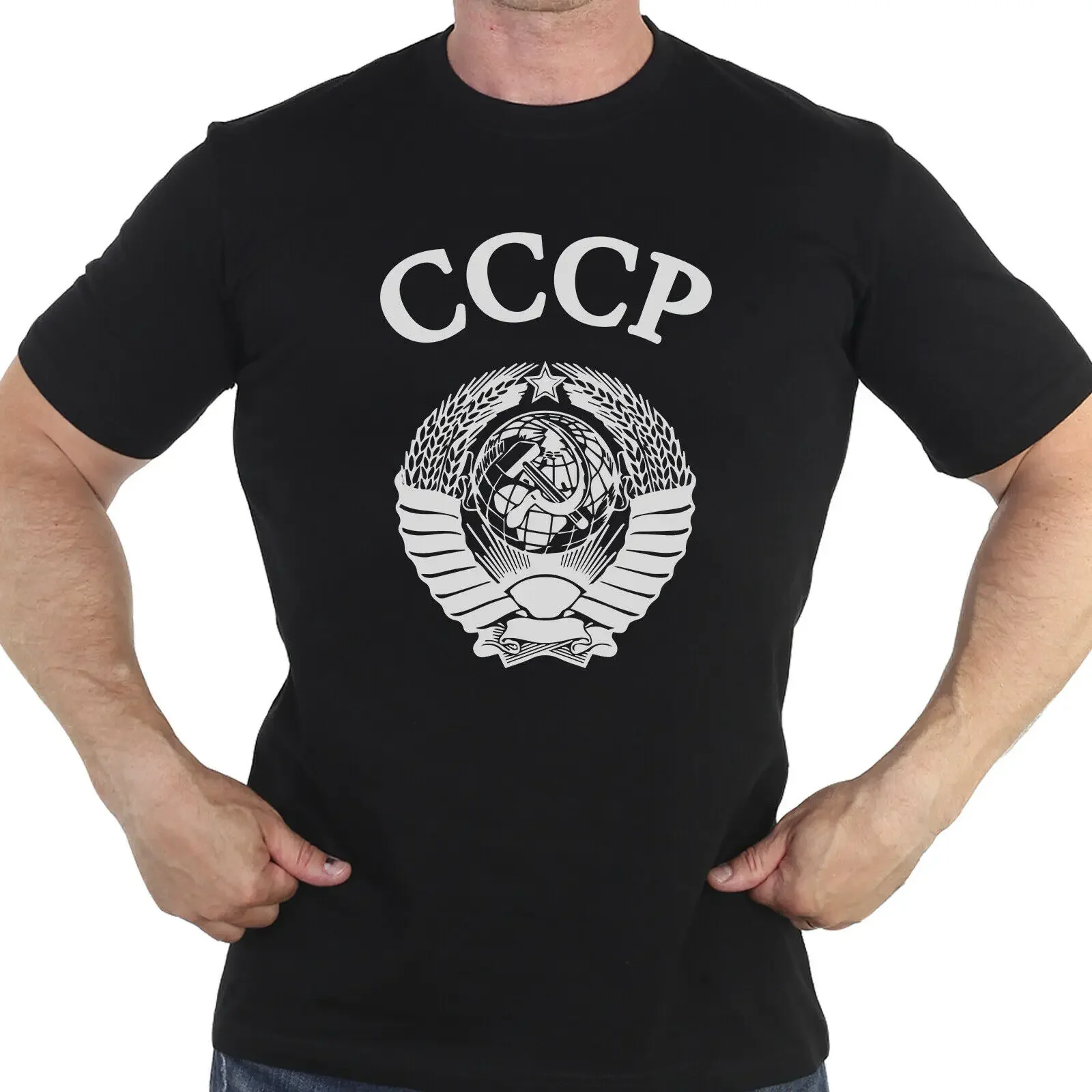 

Russian USSR CCCP Russia Coat of Arms Men's Short Sleeve Casual 100% Cotton O-Neck Shirts