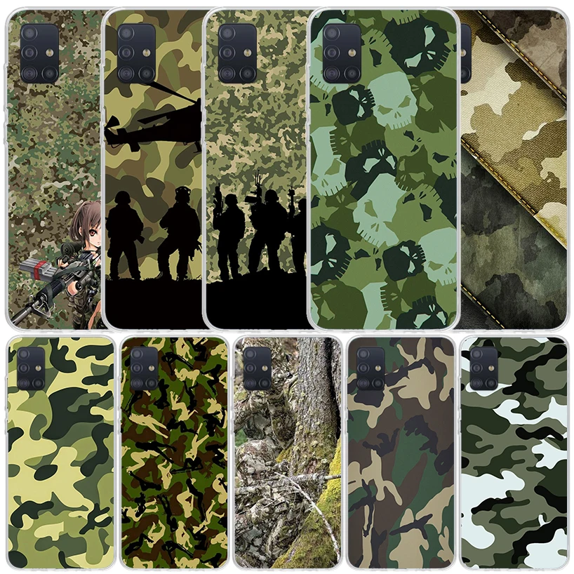 Camouflage Military Silicon Call Phone Case For Samsung Galaxy A51 A50S A71 A70 A41 A40 A31 A30 A21S A20E A10 A6 A7 A8 A9 Cover