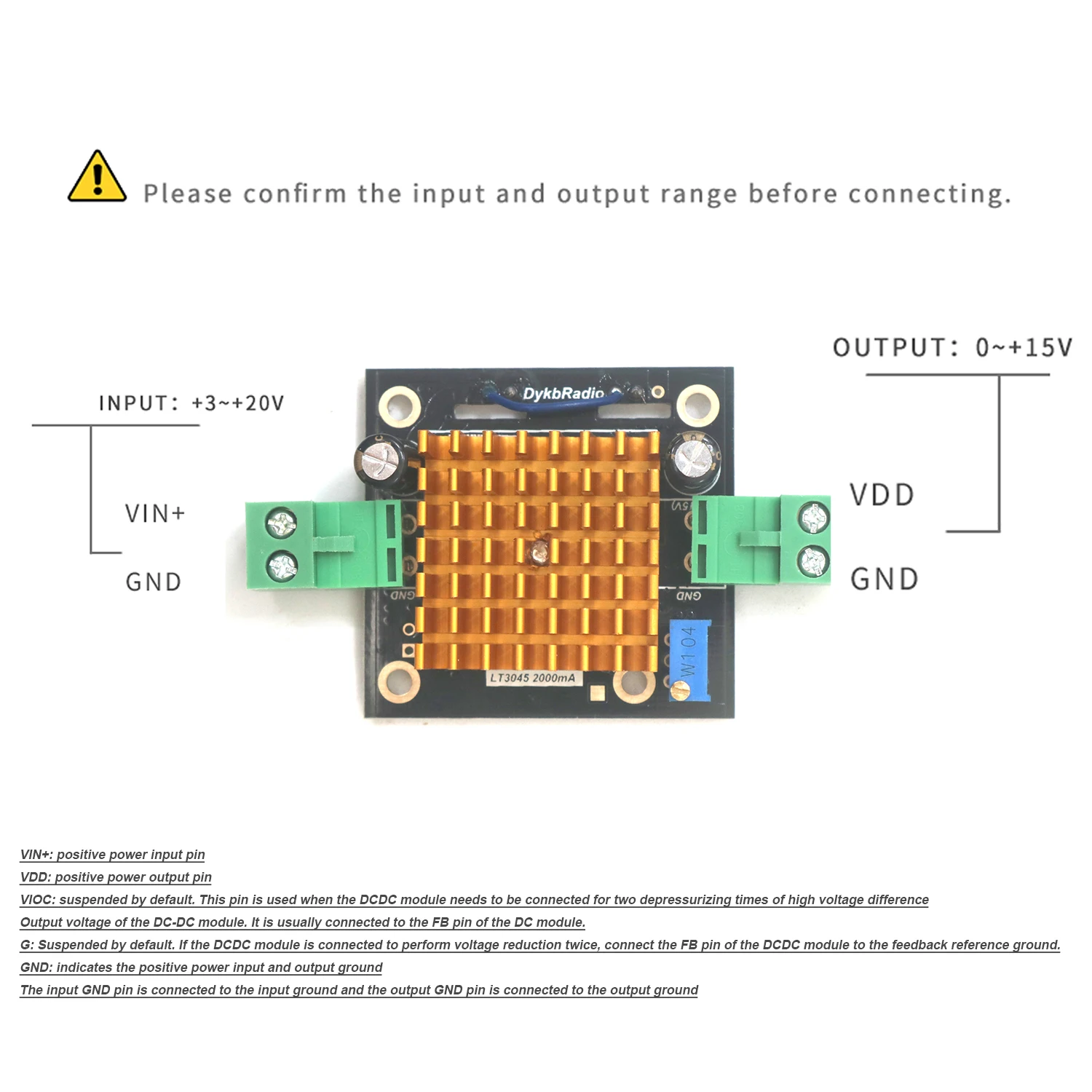 Imagem -02 - Única Fonte de Alimentação Baixo Ruído Regulador de Tensão Linear Módulo de Potência rf Amplificador de Rádio Ham Áudio Adc rf Circuito Lt3045 2a