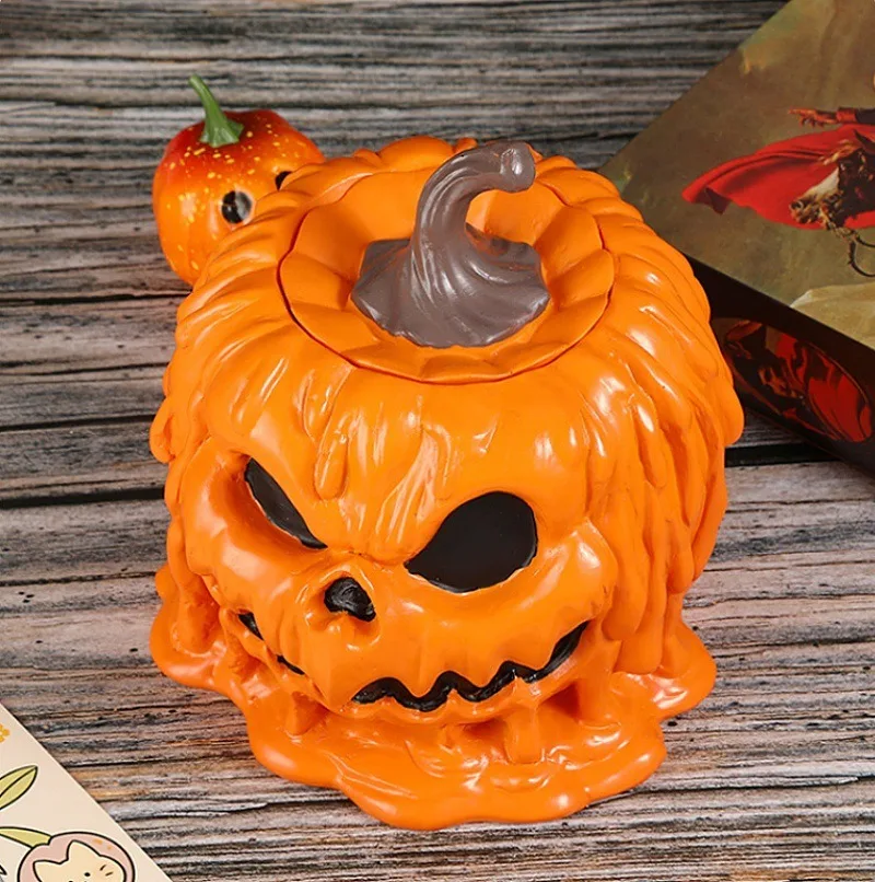 

Halloween Pumpkin Head Candy Bowl Resin Craft Decor Chinese Minimalist Style Home Decoration Festive Table Centerpiece