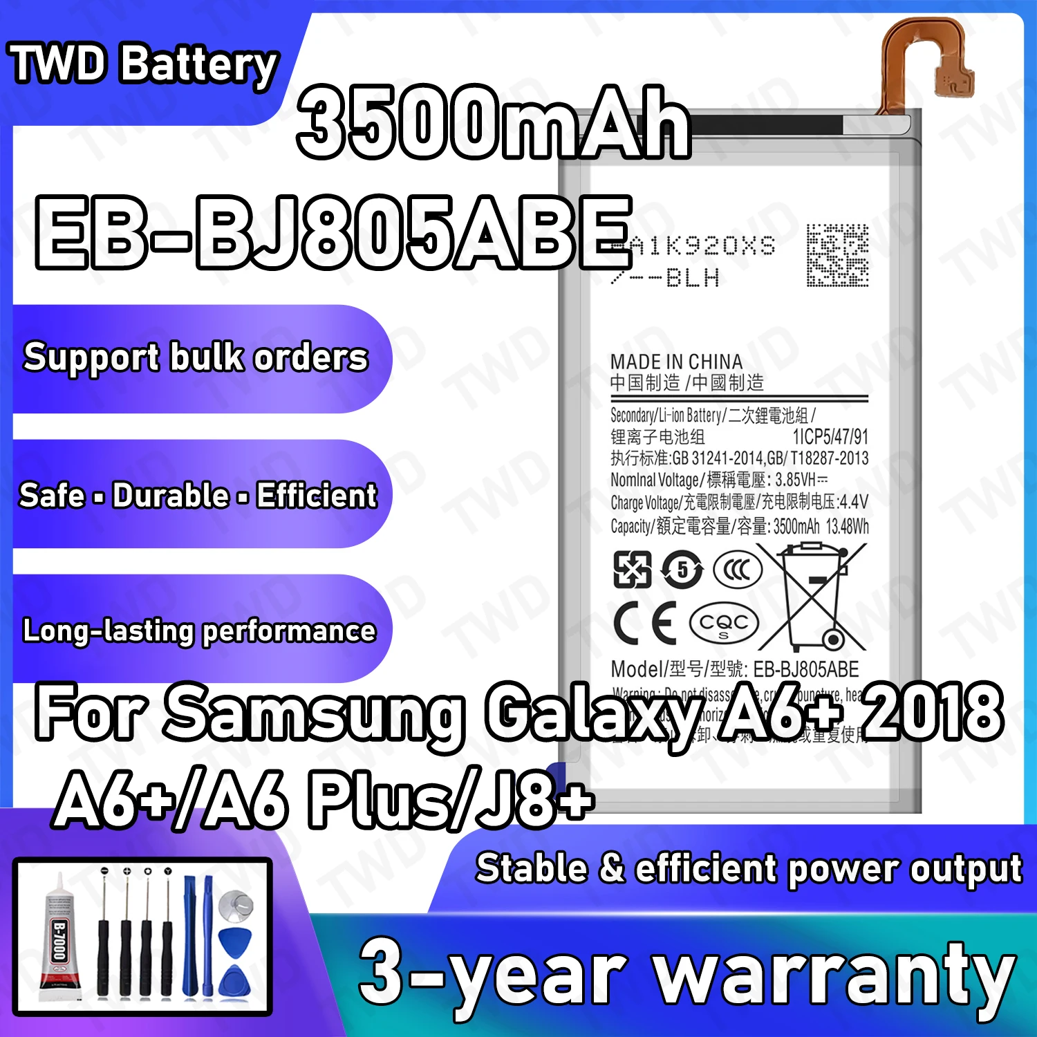 EB-BJ805ABE Large capacity Battery For Samsung  Galaxy A6+ 2018/A6+/A6 Plus Batteries New High Quanlity+Free Tools