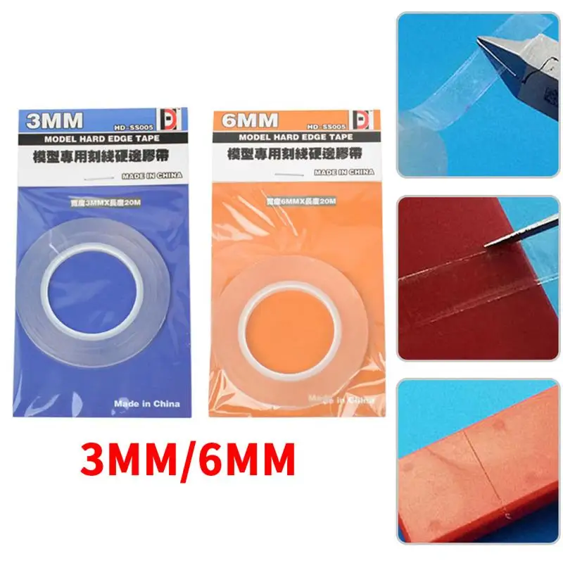 Schrijfgeleidetape Voor Modelspeelgoed Diy Cover Tape Model Hobby Model Plakband Harde Randen Duwlijn Scribe Tape Breedte 3/6Mm