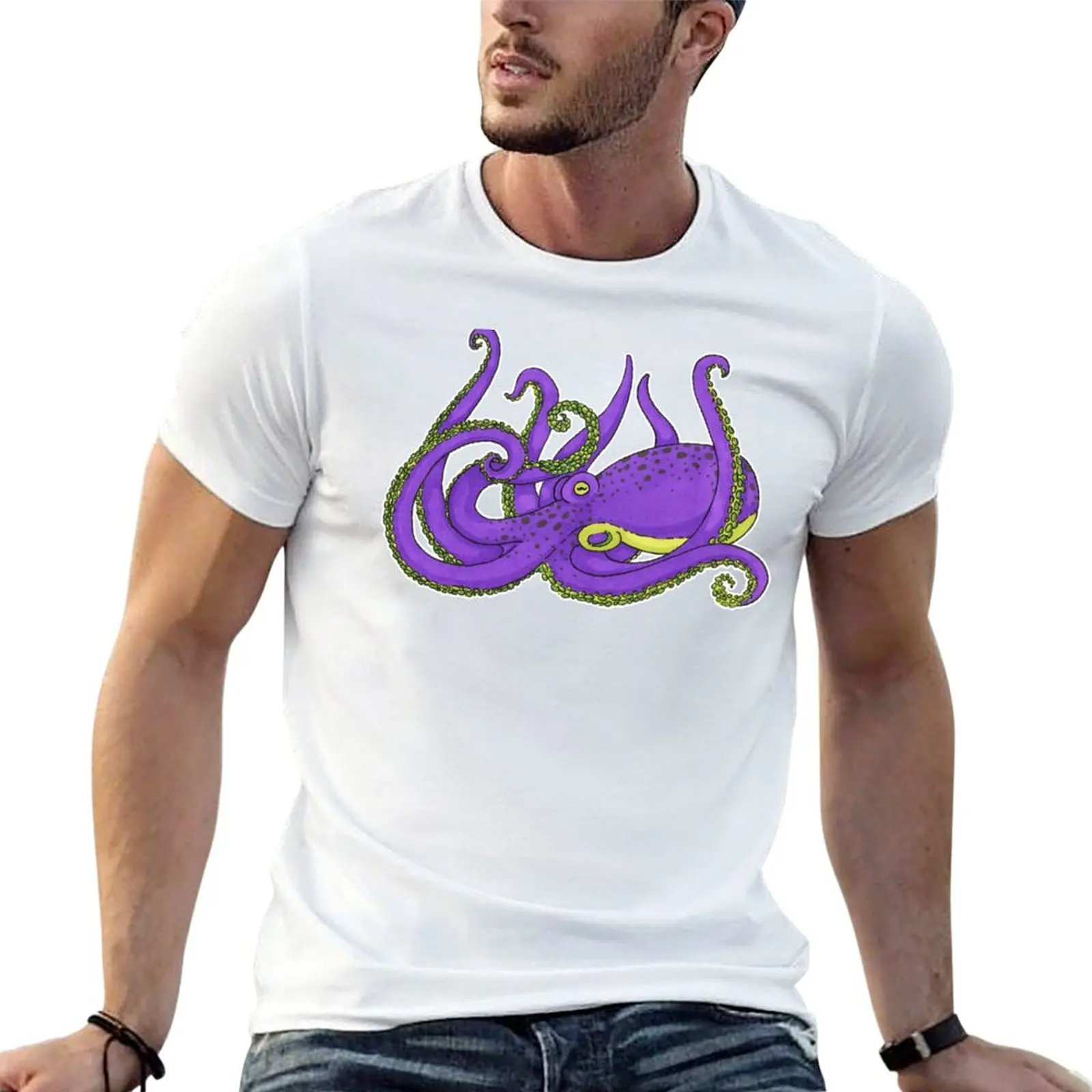 

Octopus cotton T-Shirt 100% tshirt man shirt Purple 3 t casual