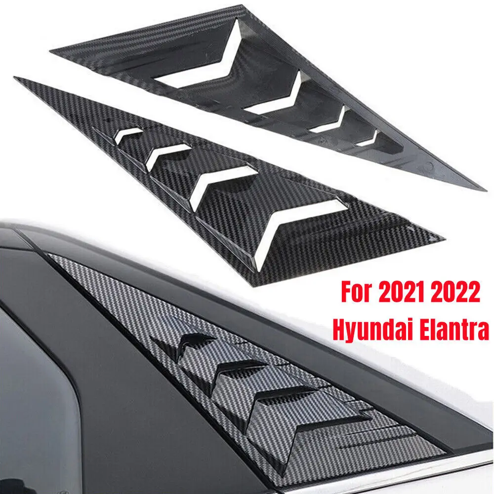 For Hyundai Elantra 2021 2022 Car Rear Louver Window Side Shutter Cover Trim Sticker Vent Scoop ABS Carbon Fiber Accessories