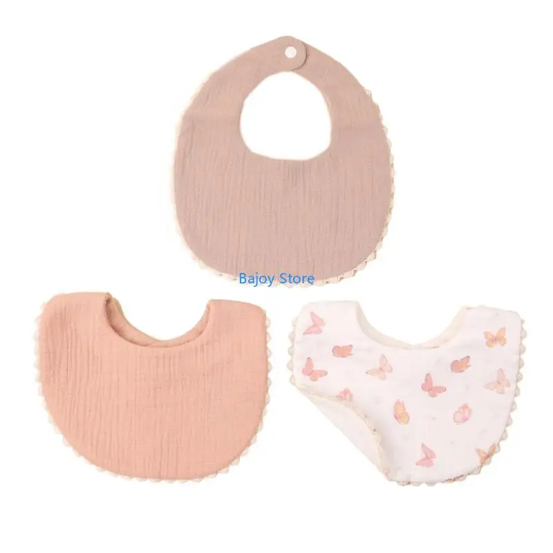 

63HE 3pc Absorbent Baby Bandana Bib, 3pcs Set Drooling Towel Teething Bib Adjustable