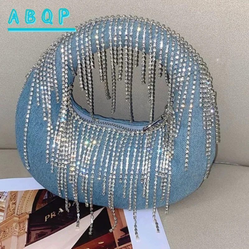New Dinner Women's Bag Luxury Brand Diamond Tassel Dinner Party Women's Shoulder Bag Fashionable Personality Diamond Women's Bag