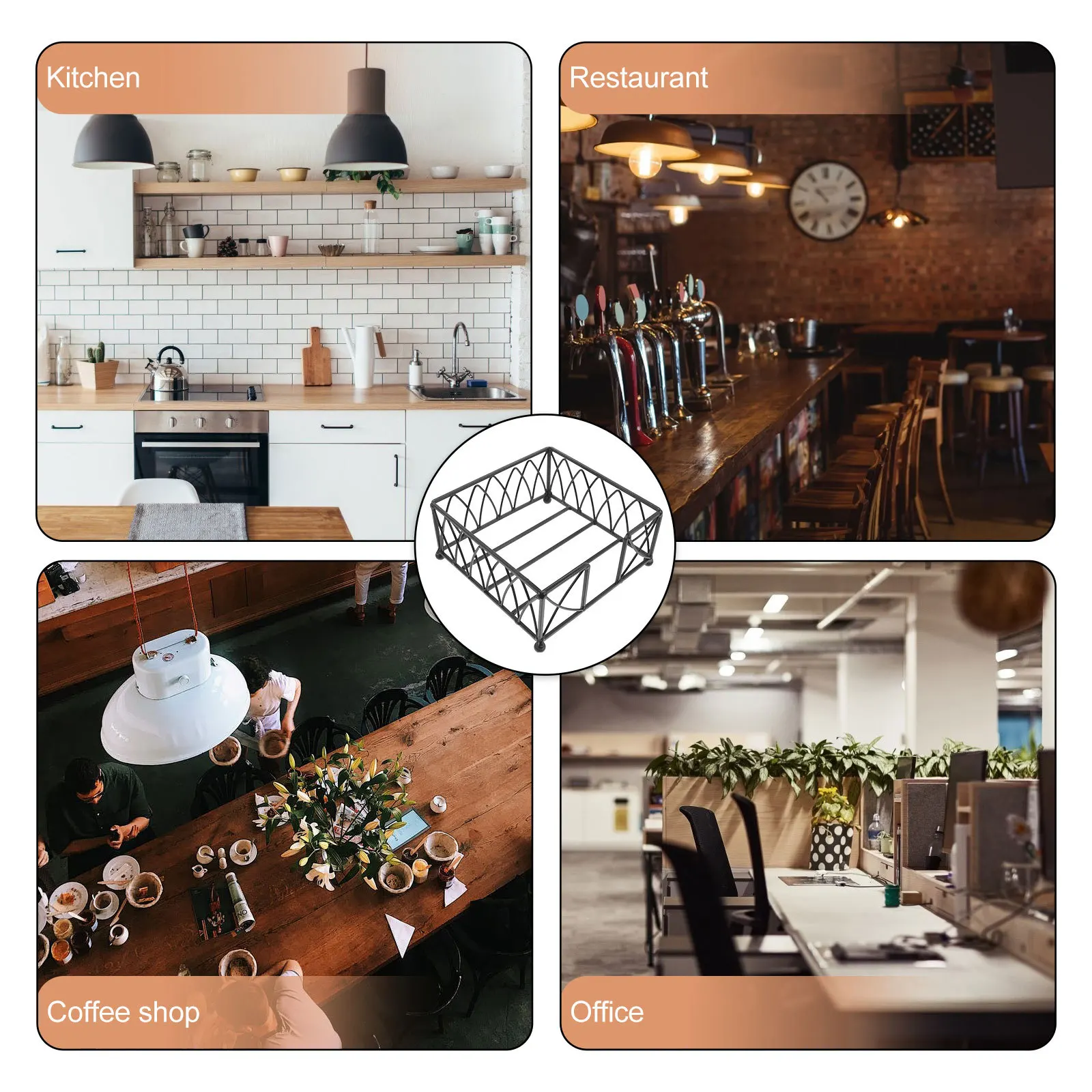 

Napkin Holder Metal Square Tissue Organizer Decorative Napkin Dispenser for Dining Table Restaurant Office Home