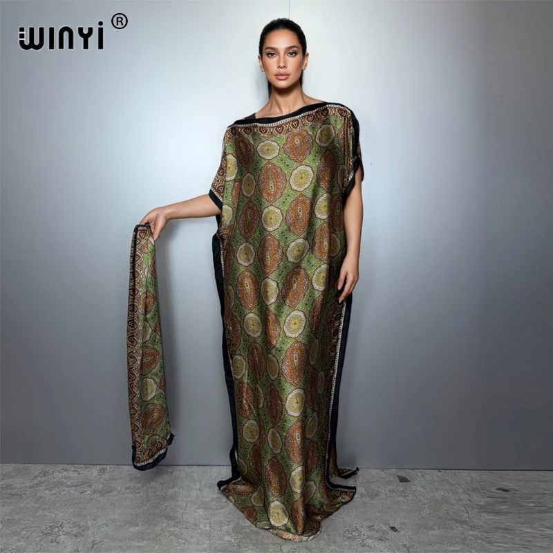 

Элегантное вечернее платье-кафтан WINYI в ретро-стиле для мусульманок, африканское платье макси, роскошная абайя из Дубая, пляжная накидка