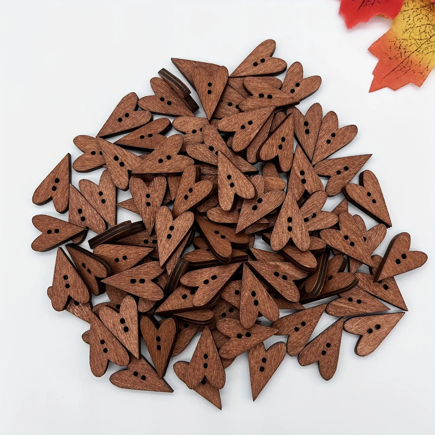 20pcs/50pcs Wooden Love Heart-Shaped Buttons Brown Color 2 Holes DIY Raw Materials,Sewing For Scrapbooking Crafts Accessories