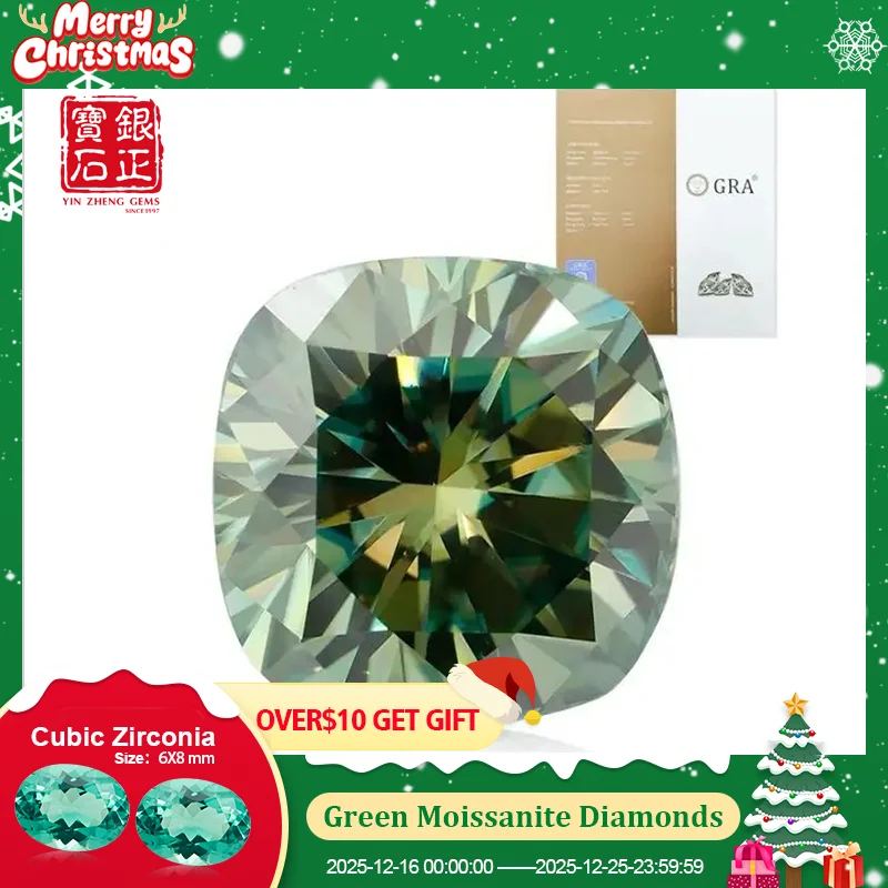 

YinZheng Cushion Shape AAAAAA Grade Green Moissanite Diamonds Provide GRA Certificate Loose Moissanite Stone For Making Jewelry