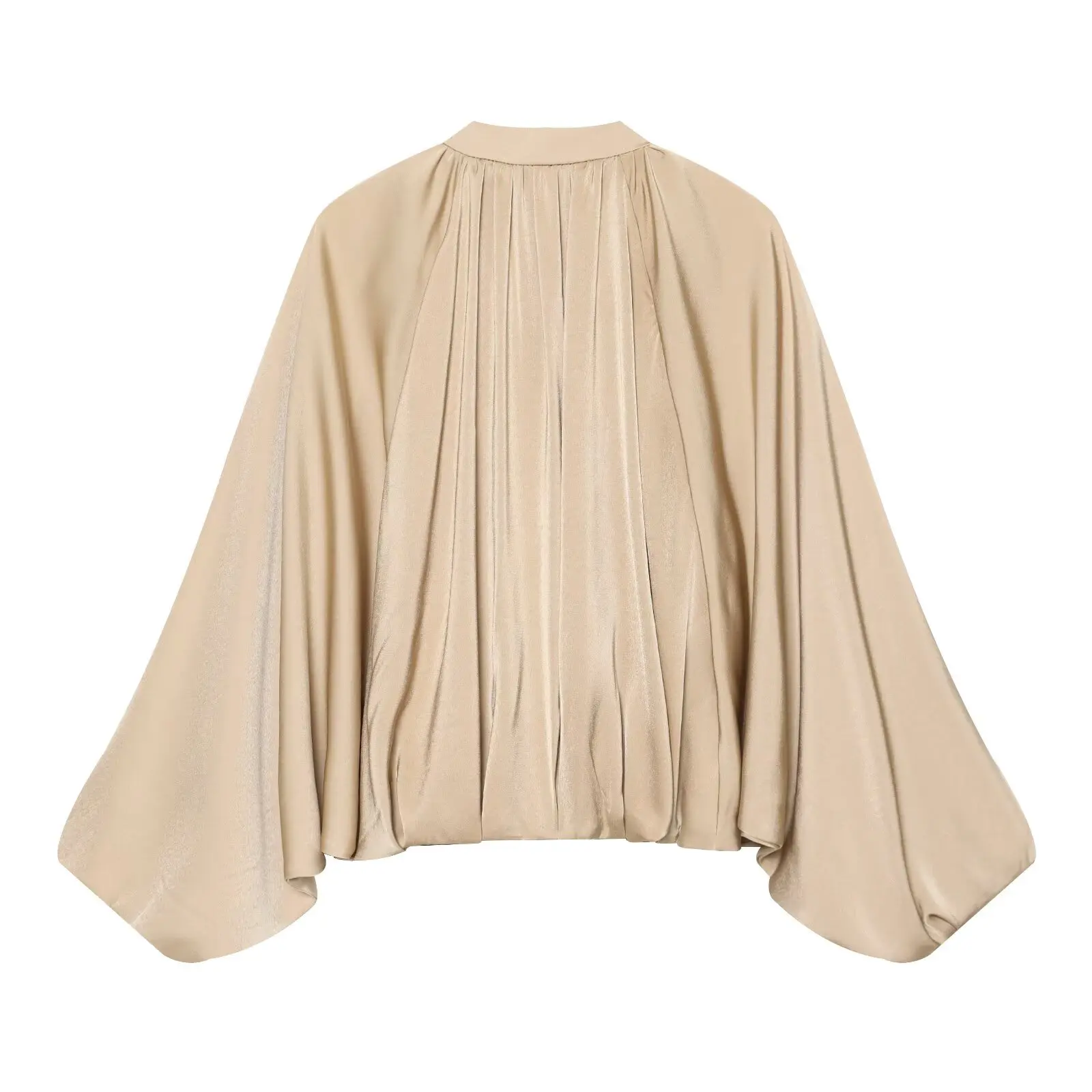 KONDALA Women Casual Satin Bomber Jacket Trendy High Street Zip-up Jacket New 2026 Early Fall Elegant Chic Puff Sleeves Jacket