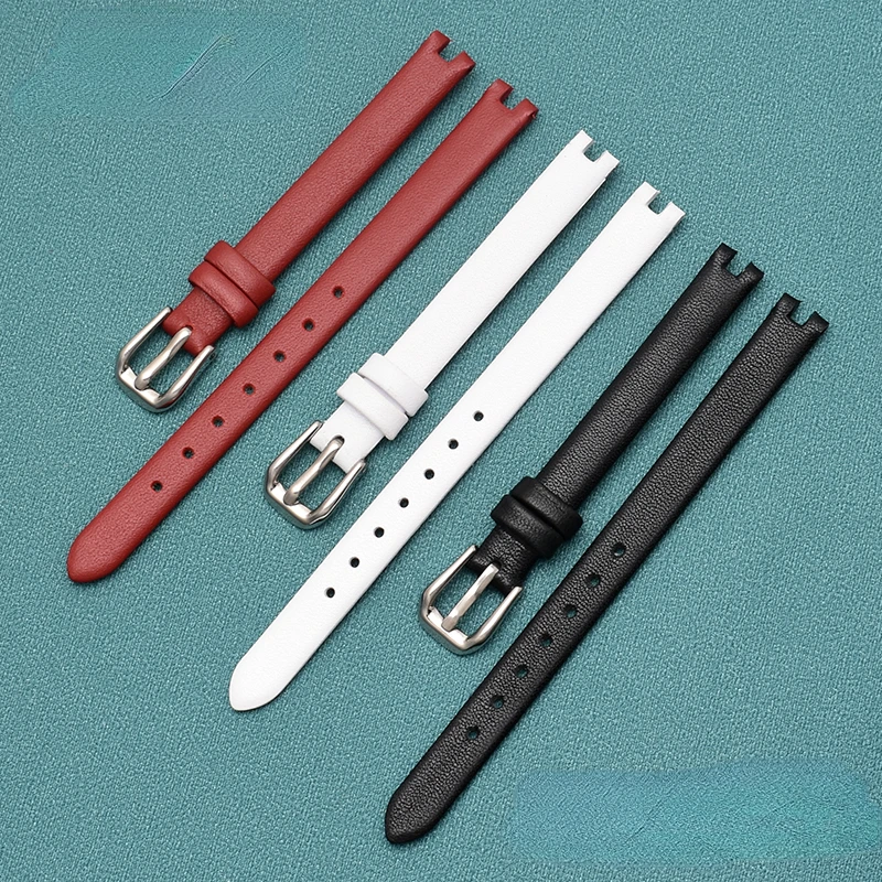 Genuine Leather Watch Band for Tissot Notch Strap 1853 Flamenco Series T003 209 for Women Only Watch Strap 8 10 12mm Black
