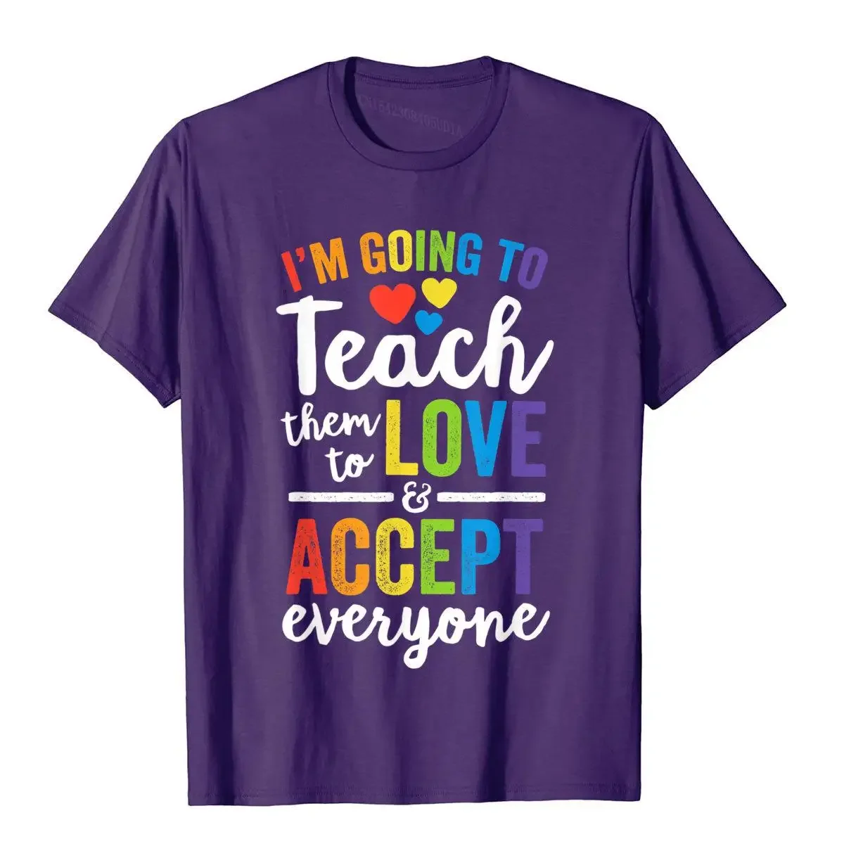 Teach Them To Love And Accept Everyone Teacher Pride LGBT T-Shirt High Quality Cotton Hip Hop Unique Men's T Shirt