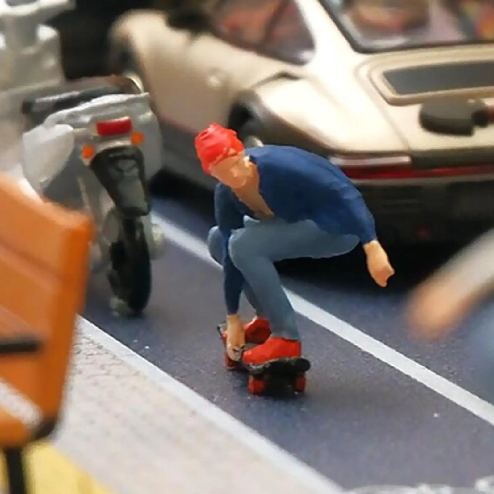 Figurine l'inventaire d'homme de skateboard en résine, échelle 1/64, jouet beurre pour parc et chemin de fer, micro