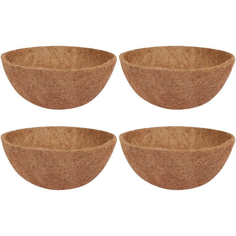 

4 Pcs Coconut Hanging Basket Liners 10 Inch, Sturdy Round Liners For Plantersperfect Replacement Accessories 100% Natural